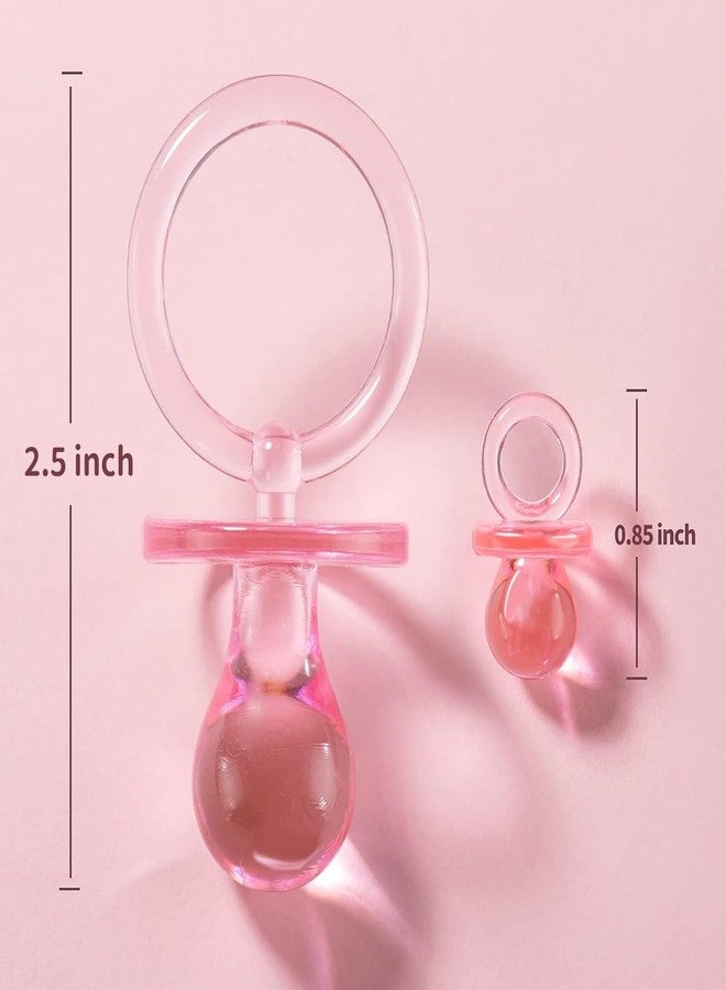 ZYFLSQ 24 Baby Shower Pacifiers Necklace for Girl, 30 Mini Acrylic Pacifiers Charm Party Favors Decorations (Pink) - Image 2